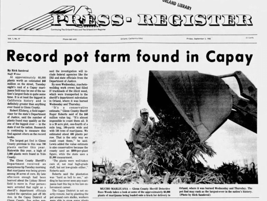 This Week in Orland History: The Great Capay Pot Bust of 1983